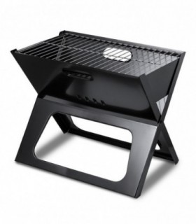 Barbacoa Plegable, Portátil, Acero Inoxidable, 28,5x44x36,7 cm, Negro, Rejillas Extraíbles