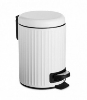 Papelera de Metal con Pedal, 3L,  Contenedor Extraíble, 17x17x25 cm, Blanco