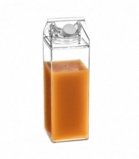 Botella con Forma Cartón de Leche, Polipropileno, Transparente, 1L, Zumo