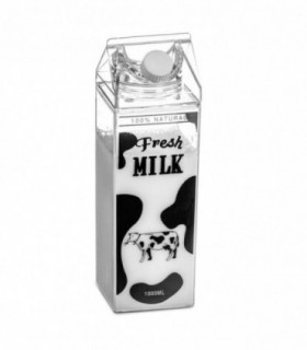 Botella con Forma Cartón de Leche, Polipropileno, Transparente, 1L, Leche