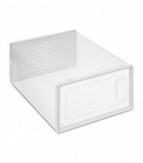 Caja Zapatos, Transparente, Plástico, Plegable y Apilable, 25x35x18,5 cm