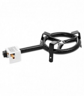 Quemador Paellero de Gas, Acero, Negro, Redondo, 20 cm
