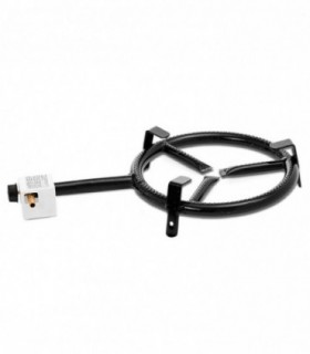 Quemador Paellero de Gas, Acero, Negro, Redondo, 30 cm