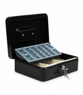 Caja Caudales, Cerradura con 2 Llaves, Acero Aleado, Bandeja Extraible (Portamonedas 25x18x9 cm)