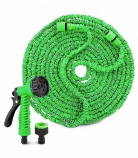 Manguera Extensible, Latex + Poliester, 7 Opciones de Riego, con Pistola y Conectores (15 m)