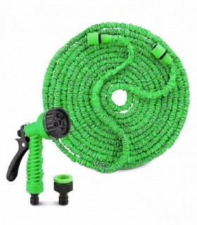 Manguera Extensible, Latex + Poliester, 7 Opciones de Riego, con Pistola y Conectores (7.5 m)