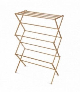 Tendedero Vertical, 50x74x8 cm, Bambú, 6 Niveles con 11 Barras, Plegable