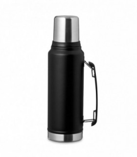 Termo, Acero Inoxidable, 1L, Vaso de 200 ml, 9.3x32.8 cm, Negro