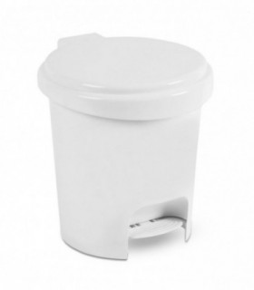 Cubo Basura Pedal, Polipropileno, Cubo Interno Extraíble, 17.5x22.5x24 cm, 5L (Blanco)
