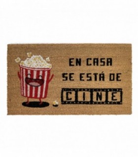 Felpudo Entrada Casa, Antideslizante, 70x40x1.5 cm, Fibra de Coco, Hecho a Mano (Cine)
