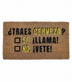 Felpudo Entrada Casa, Antideslizante, 70x40x1.5 cm, Fibra de Coco, Hecho a Mano (Traes Cerveza)