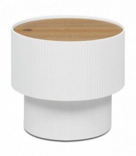 Mesa Baja Enola, Natural y Blanco, MDF y Tablero de Fibra, 38.5x38.5x35 cm