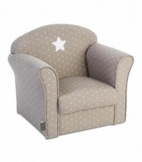 Sillon Infantil, Gris Topo, 44x39x50 cm, Tela de Algodón y MDF, Resistente y Acolchado