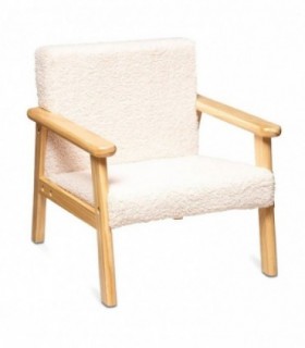 Sillon Infantil Basile, 46x43x43 cm, Espuma, Tela de Rizo y Madera de Pino