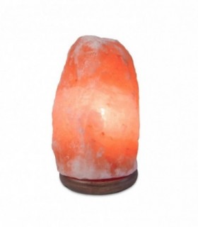 Lámpara de Sal del Himalaya, Base de Madera, Cable y Bombilla E14 Incluida (1-2 Kg)