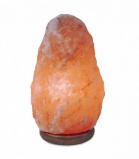 Lámpara de Sal del Himalaya, Base de Madera, Cable y Bombilla E14 Incluida (2-3 Kg)