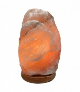 Lámpara de Sal del Himalaya, Base de Madera, Cable y Bombilla E14 Incluida (2-4 Kg)