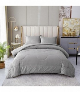 Edredón Borrego Liso, Poliéster y Polar, Funda de Almohada (Gris Claro, 90/105)