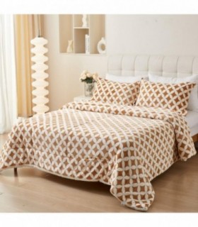 Edredón Nórdico con Borreguito, 100% Poliéster, Transpirable (Marron y Blanco, 150/180 2 Fundas)