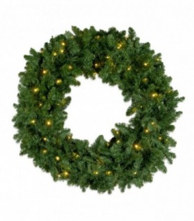 Corona Gigante con LED, 100x100 cm, 120 LEDs, Verde, PP y Hierro, para Puertas