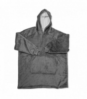 Sudadera con Capucha de Peluche, Talla Única, 80x90 cm, 100% Poliester, Bolsillo Canguro (Gris)