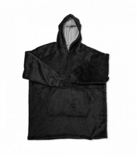 Sudadera con Capucha de Peluche, Talla Única, 80x90 cm, 100% Poliester, Bolsillo Canguro (Negro)