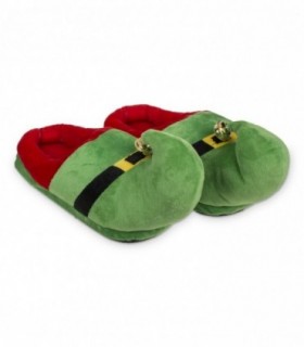 Zapatillas de Elfo de Navidad, 100% Poliéster, Talla M 39-42, Verde, Rojo y Negro, 32x13 cm