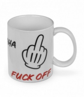 Taza Fuck Off, Blanco, Rojo y Negro | 8x9.5 cm, Cerámica, 250 ml