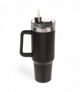 Taza Térmica XXL, 1200 ml, Cierre a Presión, Acero Inoxidable Interior de PP, 10.8x30.8 cm (Negro)