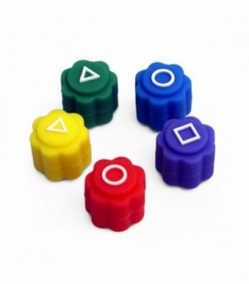 Juego del Calamar Dados Gonggi, Plástico, 5 Dados, Multicolor