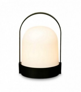 Lampara LED con Asa, 14x21 cm, Plástico, Blanco y Negro