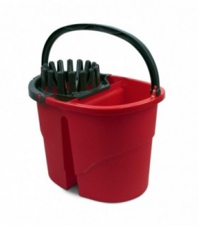 Cubo Doble Twins Fregona, Plástico, 16L, Rojo, 29x40x33,5 cm
