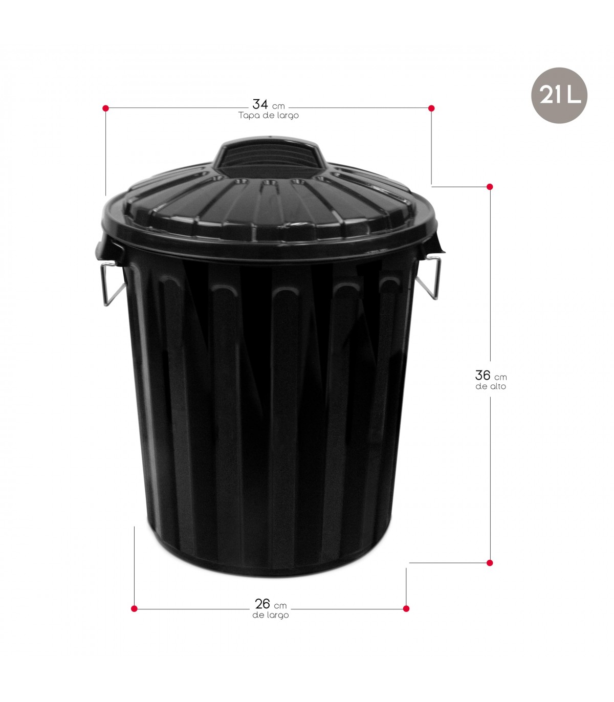 Cubo De Basura 100L Verde Con Tapa - Plástico Resistente PP, Asas Metálicas, Apilable, Para Comunidad Y Jardín