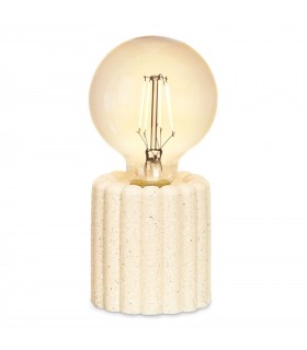 Lampara LED Escritorio, 8x18 cm, 2 x AAA No Incluidas, Piedra y Vidrio, Beige, 1.5V
