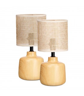 Set de 2 Lamparas Sobremesa, E27 Máx 60W, 11x29x14 cm, Cerámica, Metal y Plástico, Cable 1M