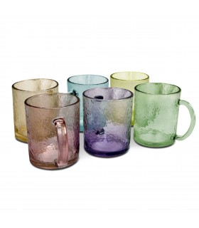 Set de 6 Vasos, Cristal, 280 ml, Colores, Transparente, Aptos Lavavajillas