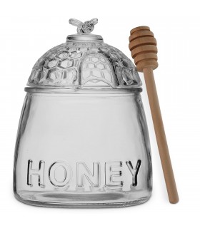 Tarro de Miel con Cuchara y Tapa, Cristal