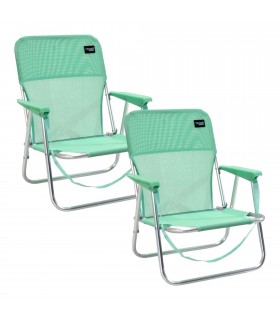 Pack 2 Sillas Plegables, Estructura Aluminio y Textileno, 54x54x25/63 cm, Máx 90kg