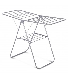 Tendedero 2 Niveles Plegable, Metal, Gris, 136 x 59 x 93 cm