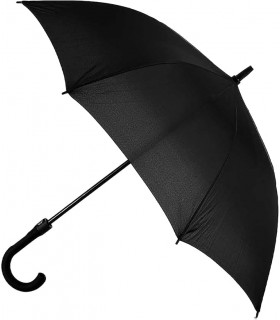 Paraguas Mango Largo, Negro, 107x107x84 cm, 8 Varillas, Antiviento