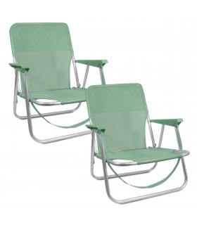 Pack 2 Sillas De Playa Plegables - Azul Y Turquesa, Soporte 110 Kg (¡Ultraligeras Y Con Asa!)