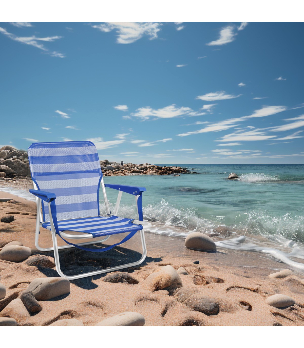 Pack 2 Silla Playa Plegable Con Asa, Azul Y Turquesa 51x60x48 Cm