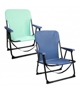 Pack 2 Sillas Plegables, Aluminio y Textileno, 54x54x25/63 cm, Máx 90Kg