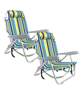 Pack de 2 Sillas Plegables, 4 Posciones, Aluminio y Textileno, 61x47x80 cm