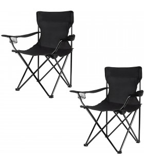 Pack 2 Sillas Plegables, Funda de Transporte, Acero y Lona Impermeable, 50x50x80 cm