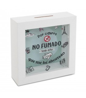 Hucha de Madera, Cuadrada, 15x5x15 cm, Madera y Acrílico Transparente