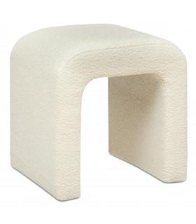 Puff Asiento Borrego, Madera y Poliuretano, 43x41x35.5 cm, Blanco