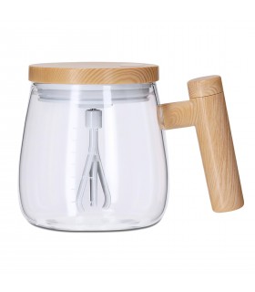 Taza con Mezclador, Cristal y ABS, Transparente y Marrón, Ø9.7x10.2 cm, 400 ml