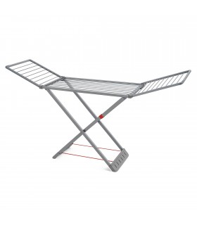 Tendedero Plegable, Resina, Gris, Superficie 20m, Bloqueo de Seguridad, 55x180x108 cm