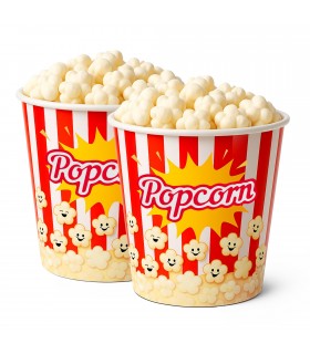 Pack de 2 Cubos Palomitas, Polipropileno sin BPA, 2.8L, 18x12.7x18 cm